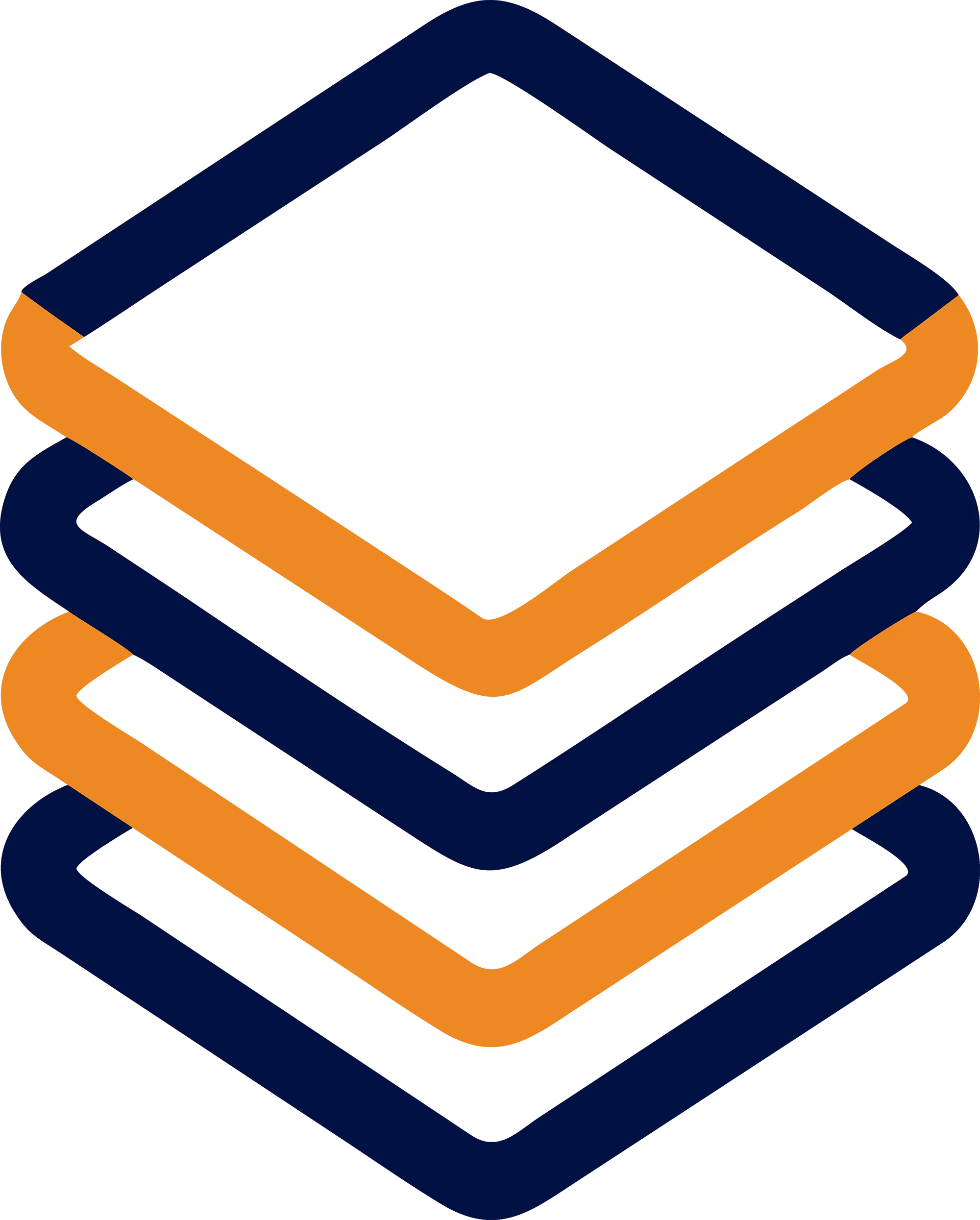 Stacked server infrastructure icon showing multi-layer hosting system in navy and orange