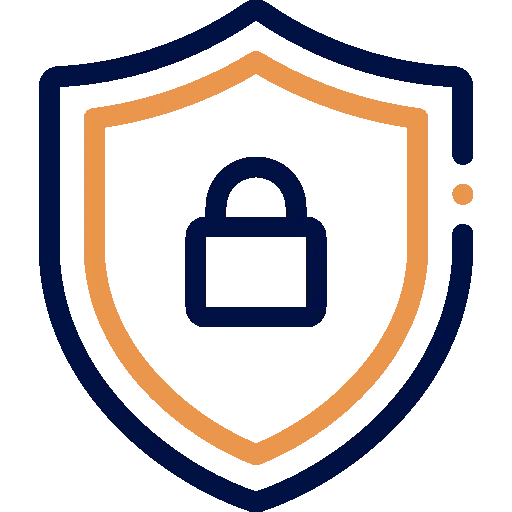 Domain privacy protection icon with shield and padlock representing secure personal information