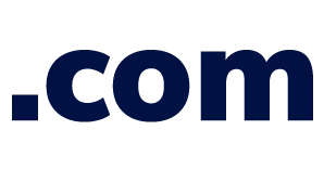 Dot com domain extension icon in navy representing business and commercial websites