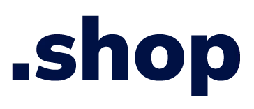 Dot shop domain extension icon in navy representing ecommerce and online stores