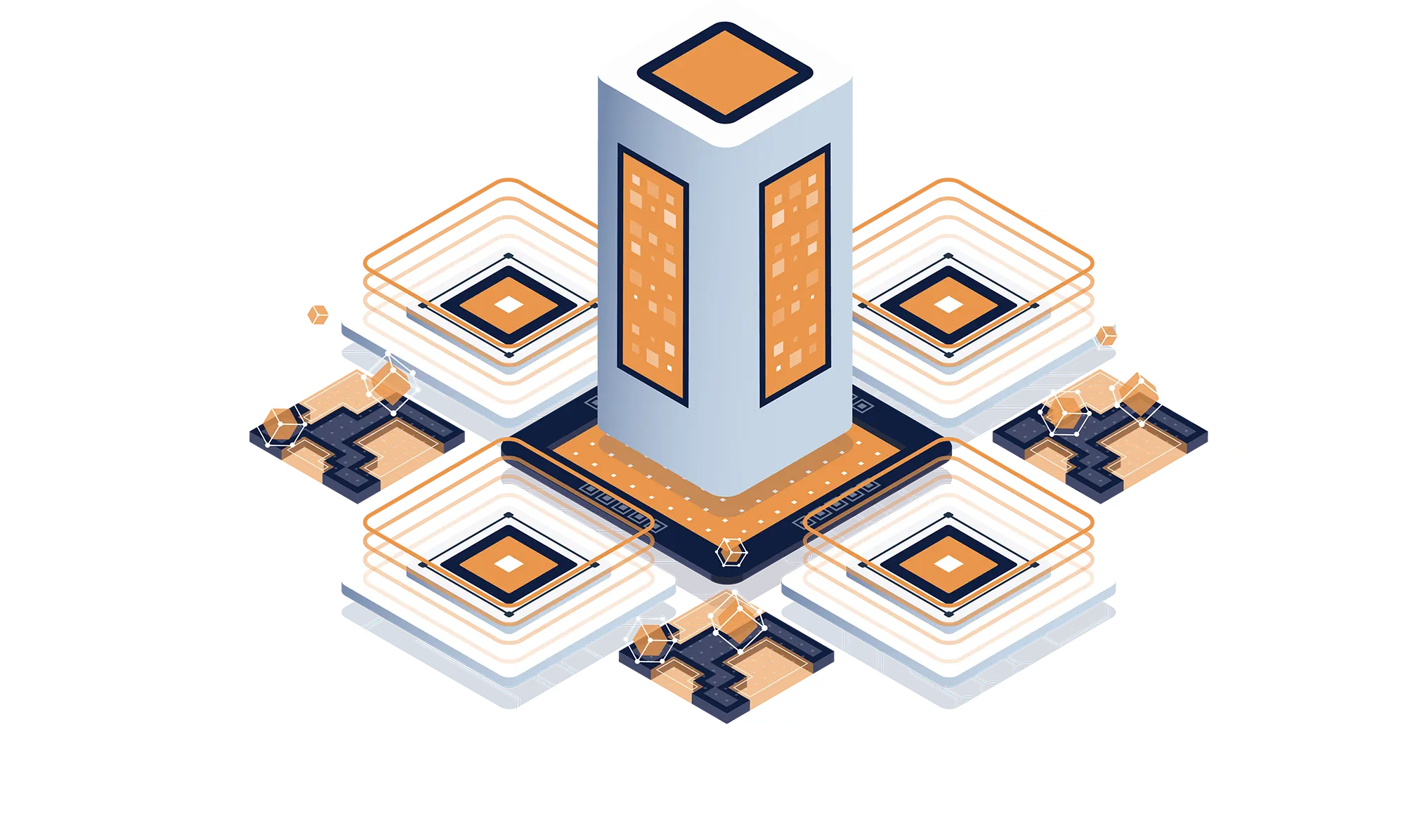 High availability server network illustration representing uptime and redundant hosting systems