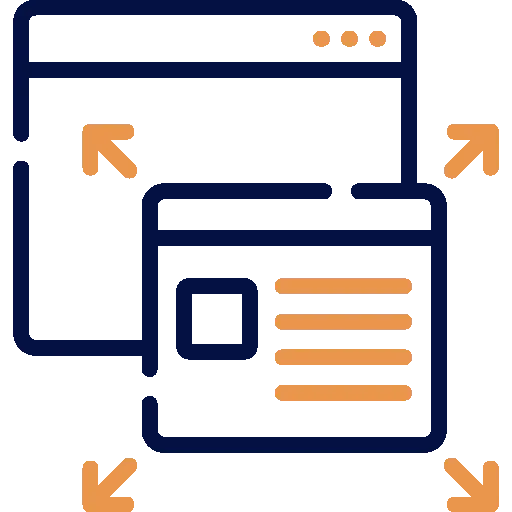 Scalable website icon representing flexible growth and expandable site structure