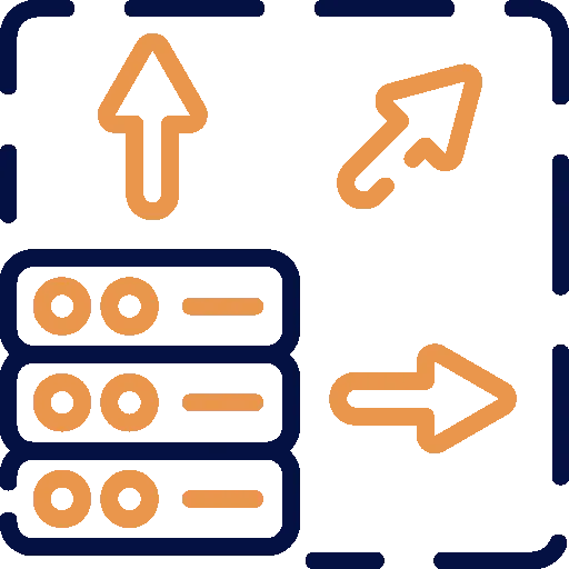 Scalable server icon representing expandable hosting resources and growth
