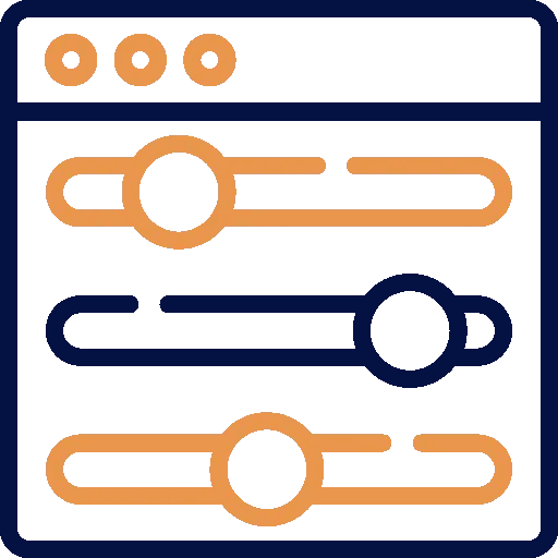 Server options icon with adjustable sliders representing flexible hosting configurations